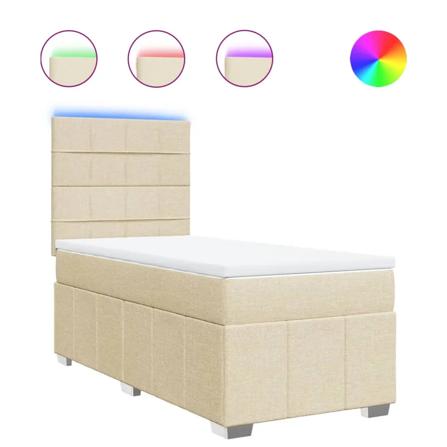 Sommier à lattes de lit avec matelas Crème 100x200 cm Tissu - 2
