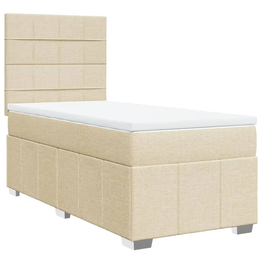 Sommier à lattes de lit avec matelas Crème 100x200 cm Tissu - 3