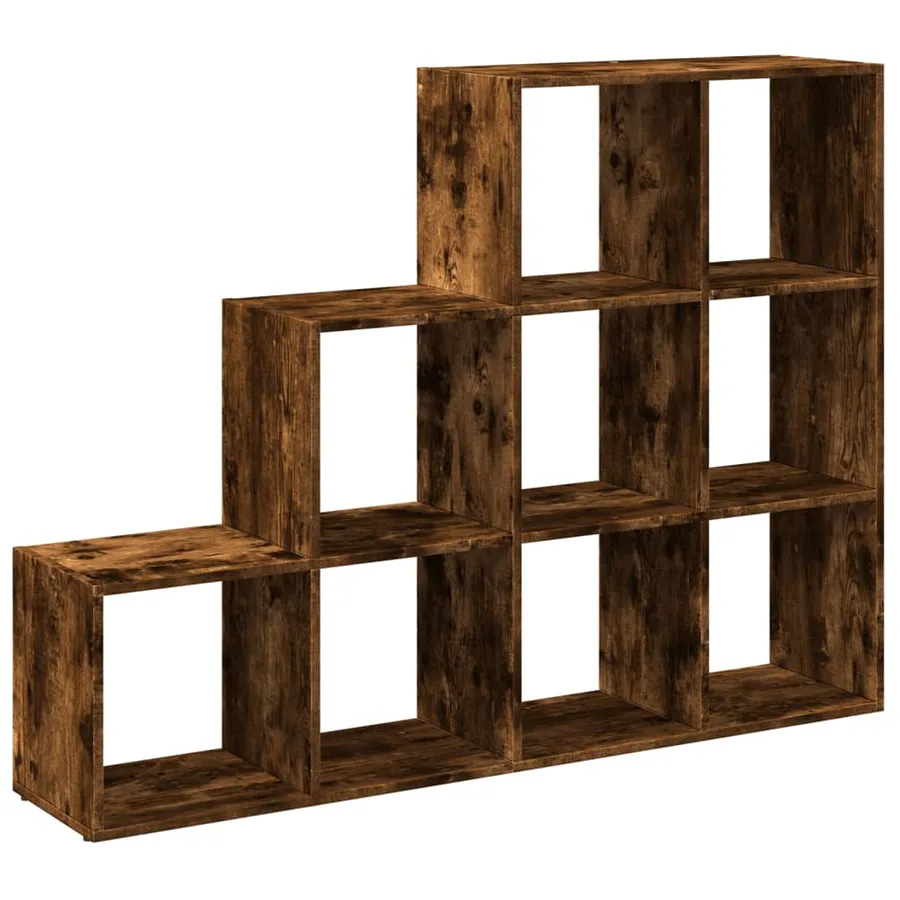 Étagère séparatrice de pièce 3 niveaux chêne fumé - 6