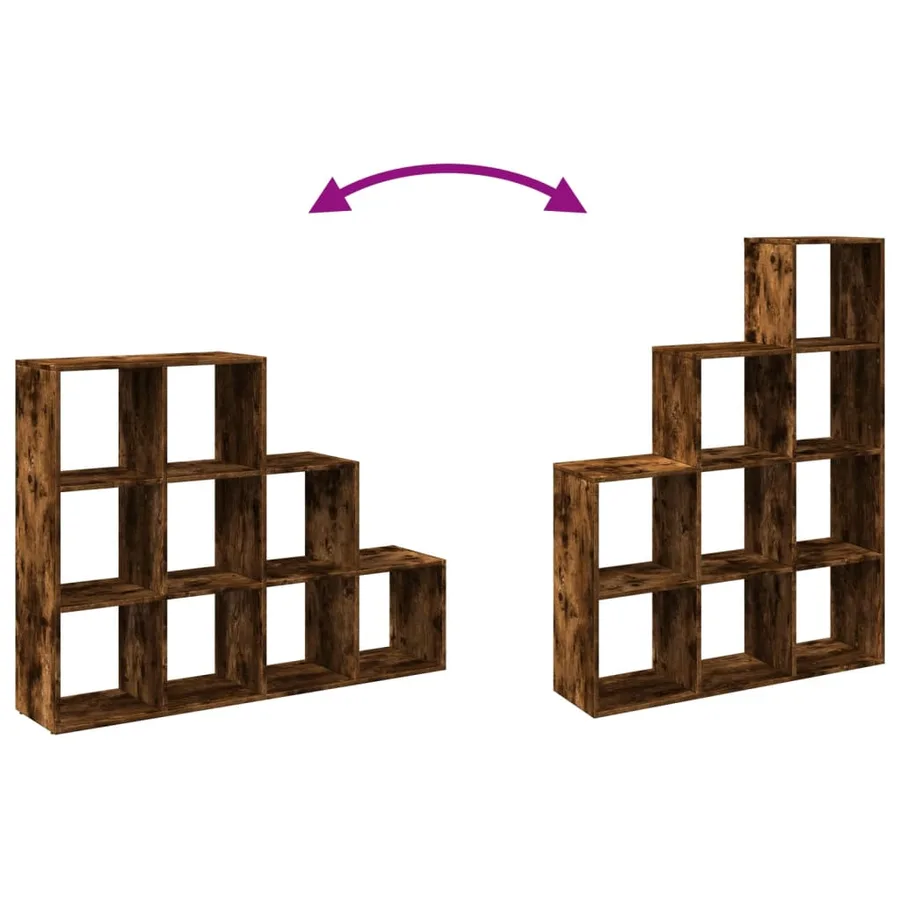 Étagère séparatrice de pièce 3 niveaux chêne fumé - 9