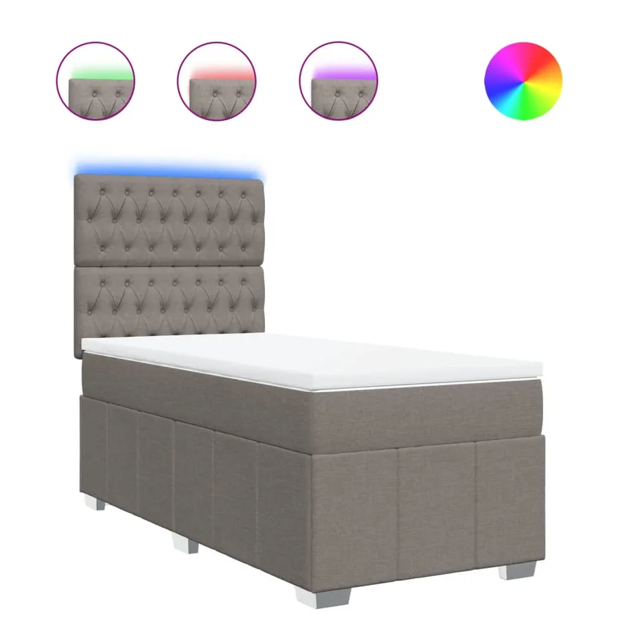 Sommier à lattes de lit avec matelas Taupe 100x200 cm Tissu - 2