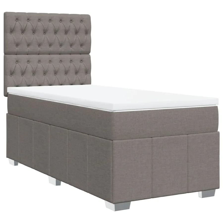 Sommier à lattes de lit avec matelas Taupe 100x200 cm Tissu - 3