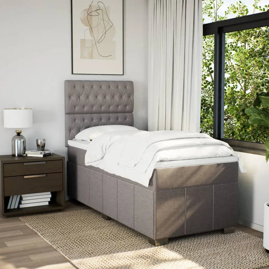 Sommier à lattes de lit avec matelas Taupe 100x200 cm Tissu - 5