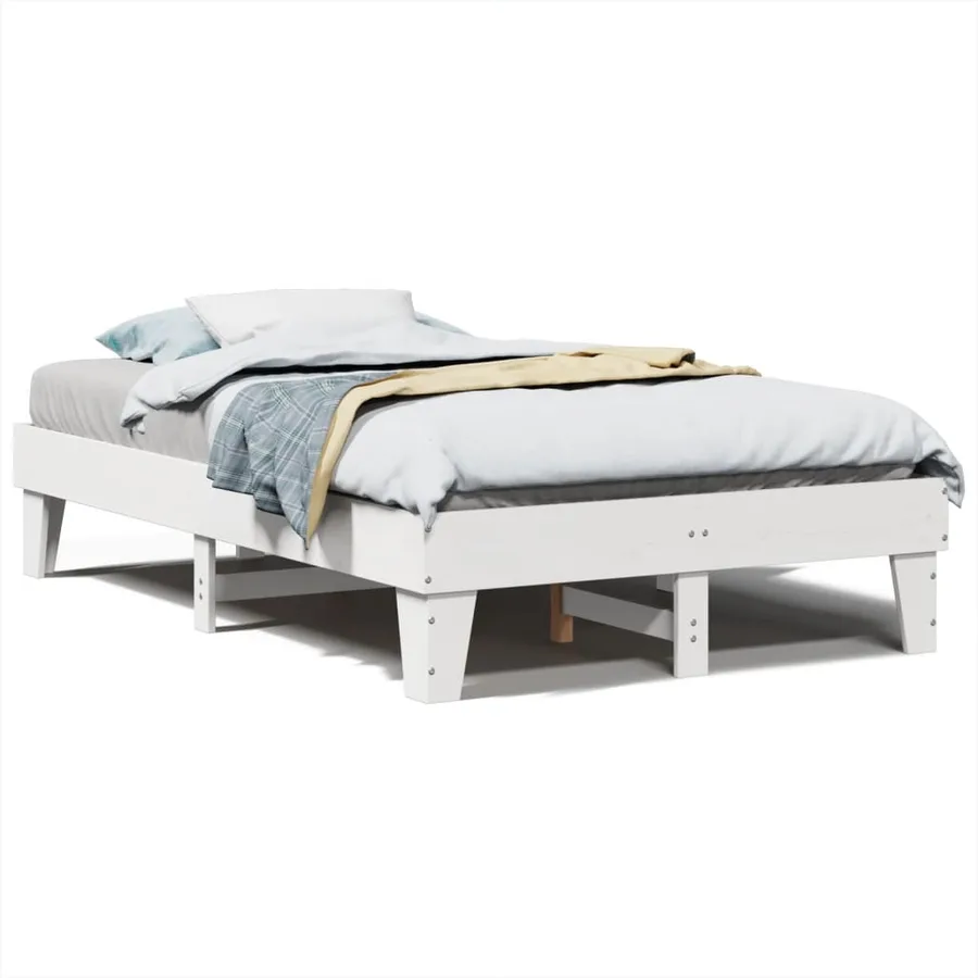 Cadre de lit sans matelas blanc 120x200 cm bois de pin massif - 2