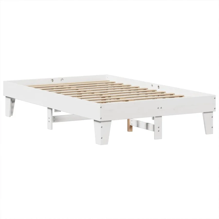 Cadre de lit sans matelas blanc 120x200 cm bois de pin massif - 6