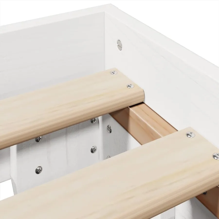 Cadre de lit sans matelas blanc 120x200 cm bois de pin massif - 7