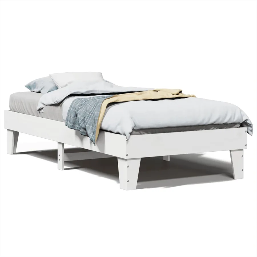Cadre de lit sans matelas blanc 90x200 cm bois de pin massif - 2
