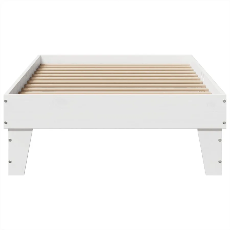 Cadre de lit sans matelas blanc 90x200 cm bois de pin massif - 4
