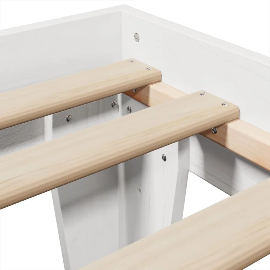 Cadre de lit sans matelas blanc 90x200 cm bois de pin massif - 7