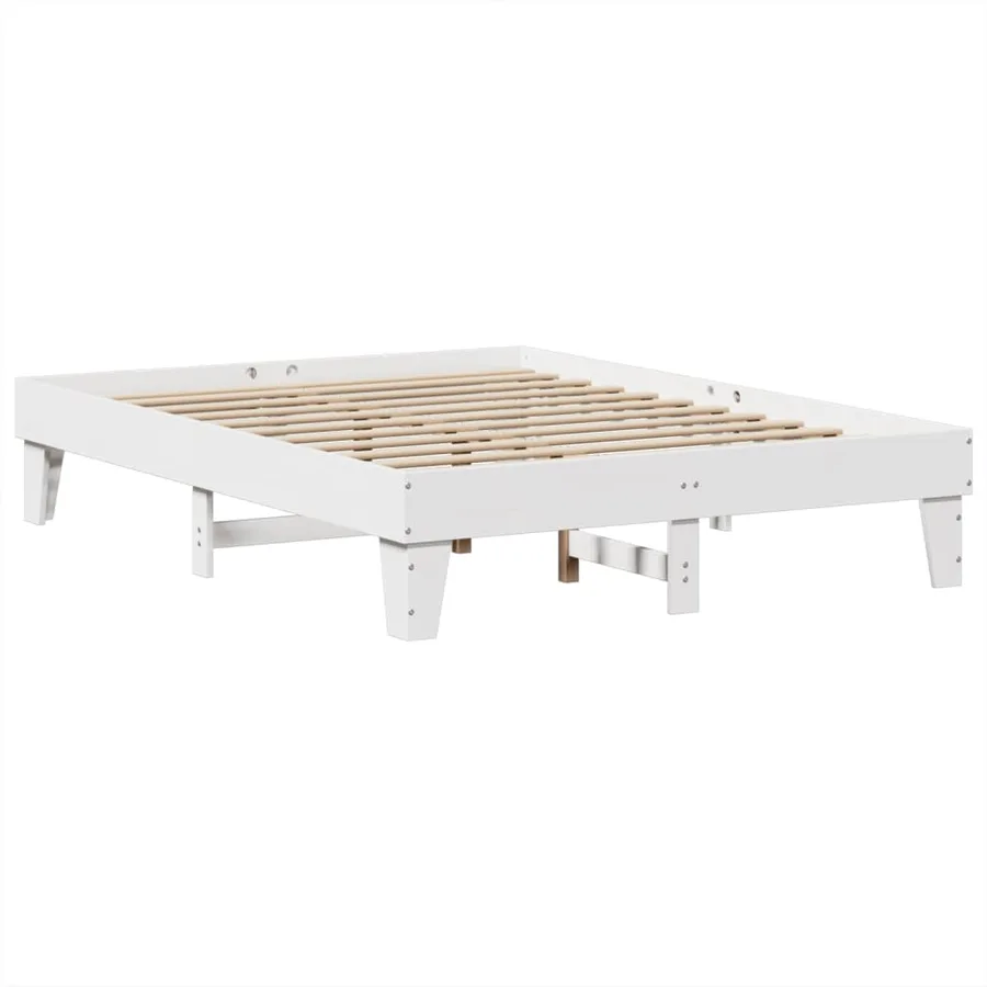 Cadre de lit sans matelas blanc 160x200 cm bois de pin massif - 3