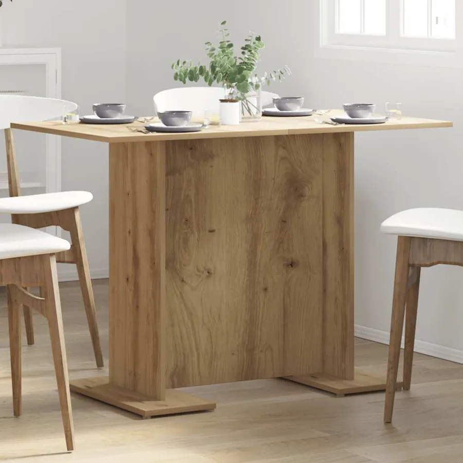 Table à manger chêne artisanal 110 x 60 x 75 cm bois ingénierie - 3