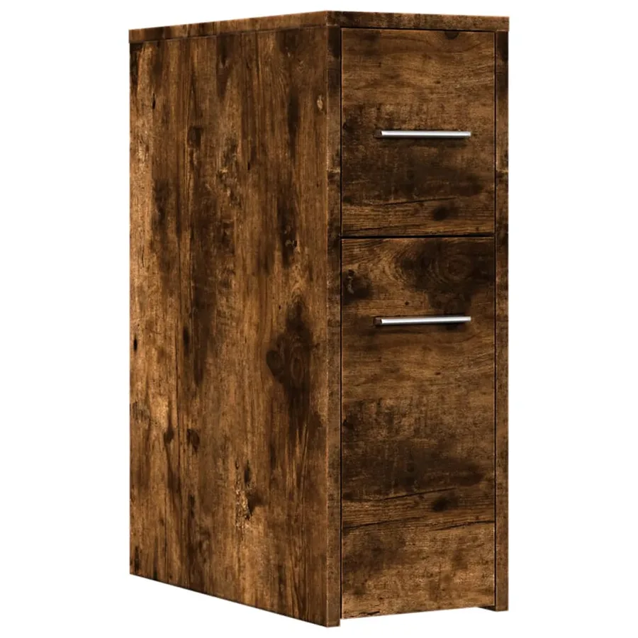 Armoire de salle de bain étroite avec roulettes chêne fumé - 2