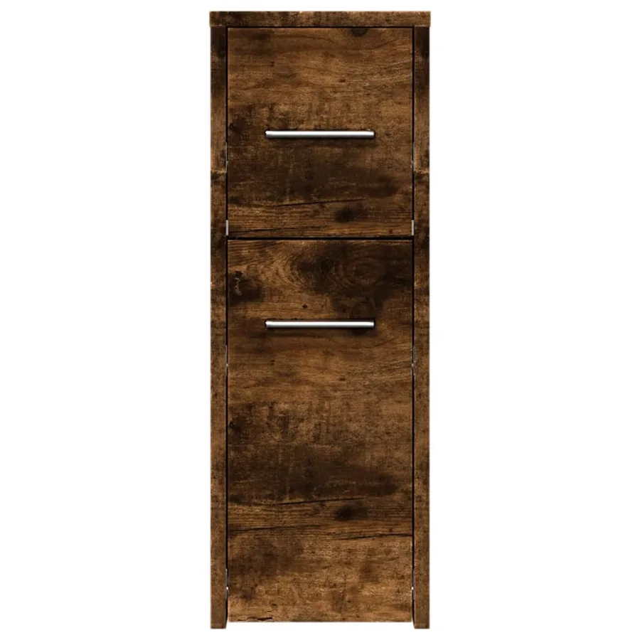 Armoire de salle de bain étroite avec roulettes chêne fumé - 4