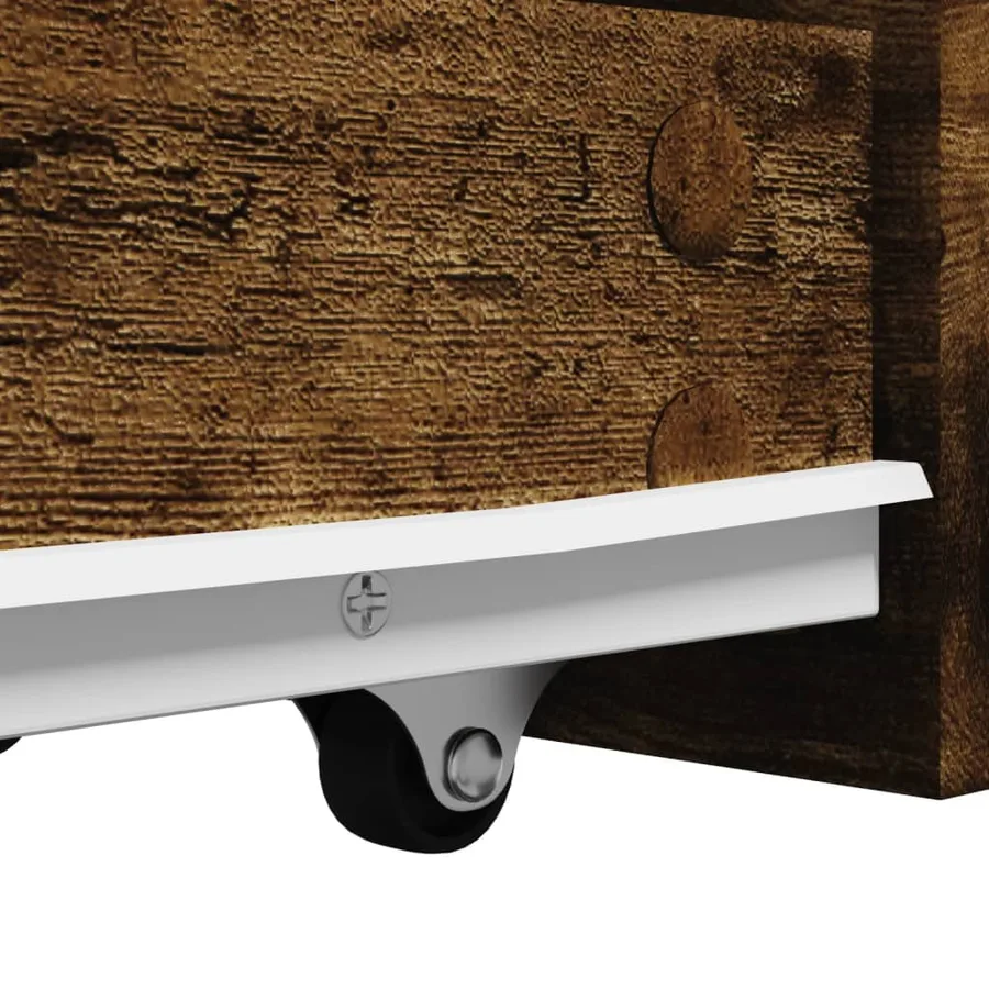 Armoire de salle de bain étroite avec roulettes chêne fumé - 8