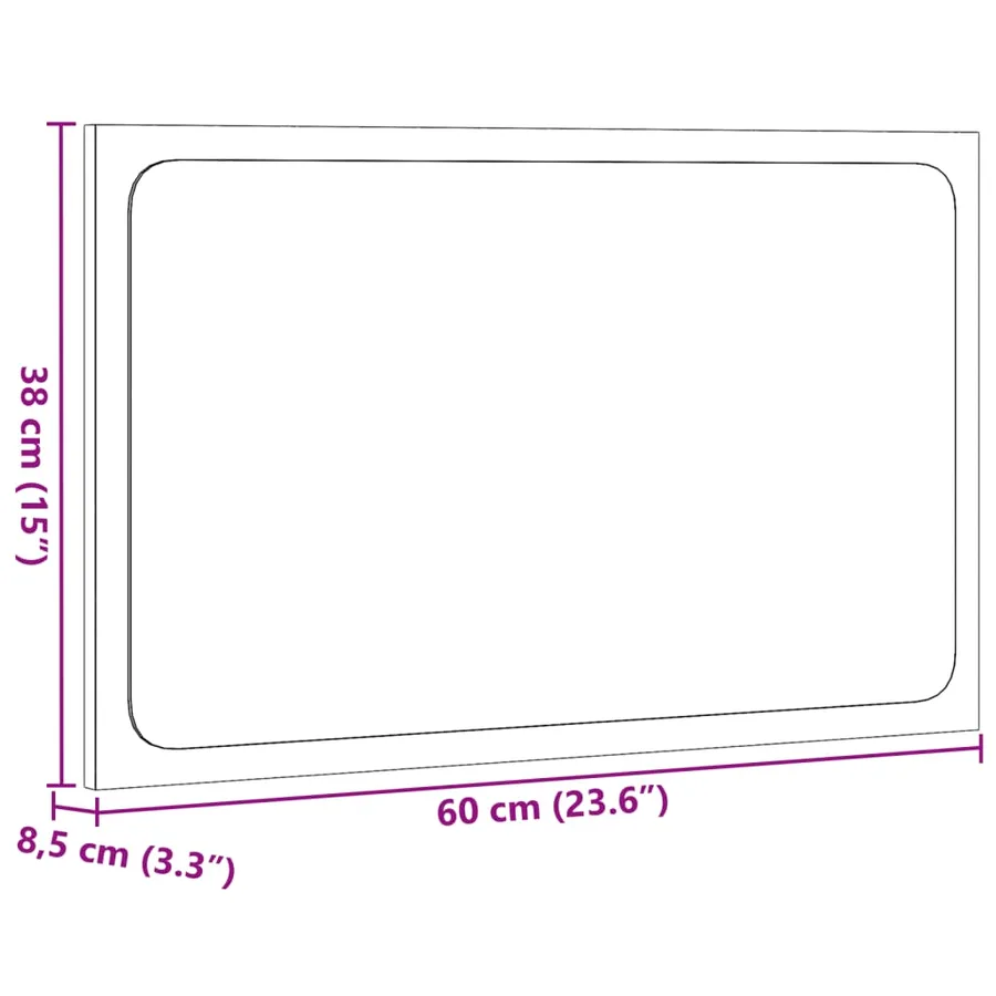 Miroir de salle de bain à LED chêne marron bois d'ingénierie - 14