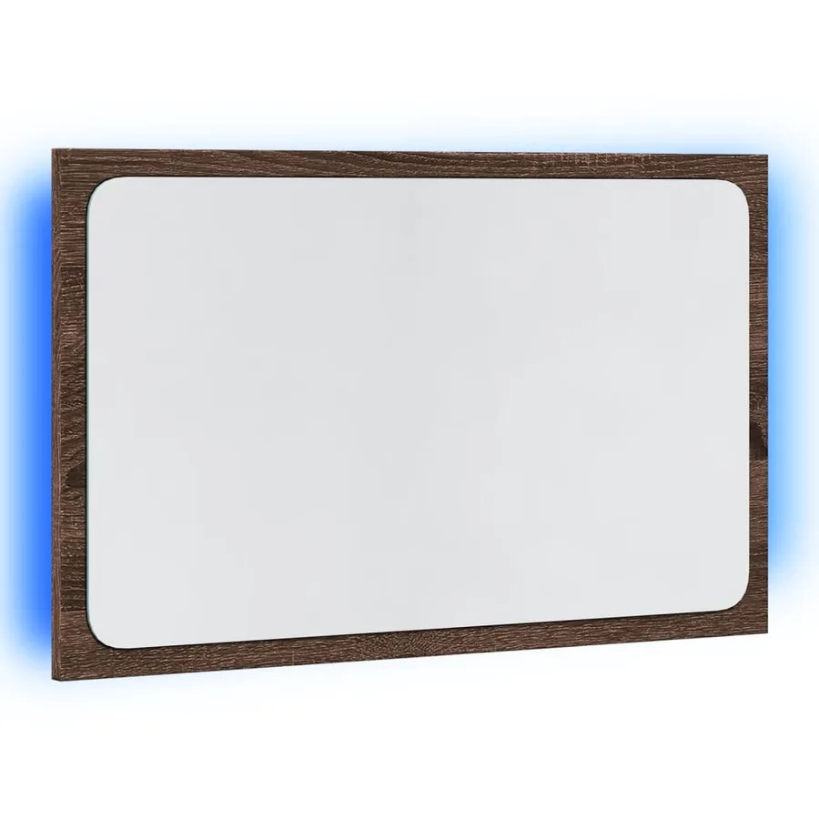 Miroir de salle de bain à LED chêne marron bois d'ingénierie - 5