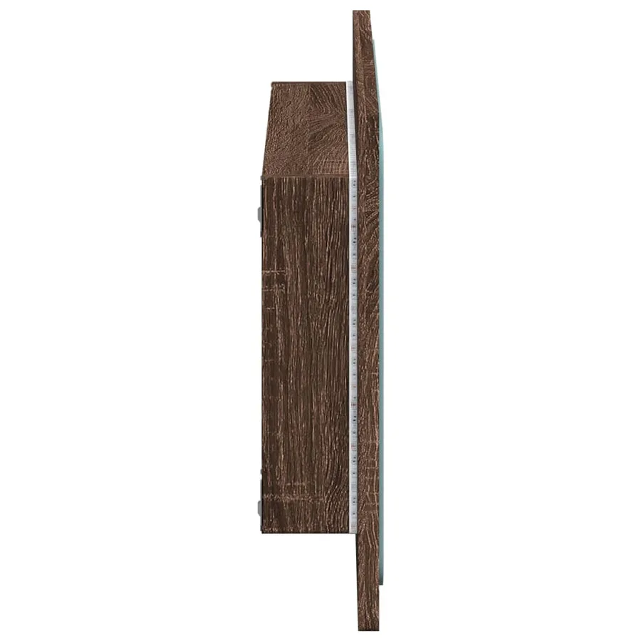 Miroir de salle de bain à LED chêne marron bois d'ingénierie - 7