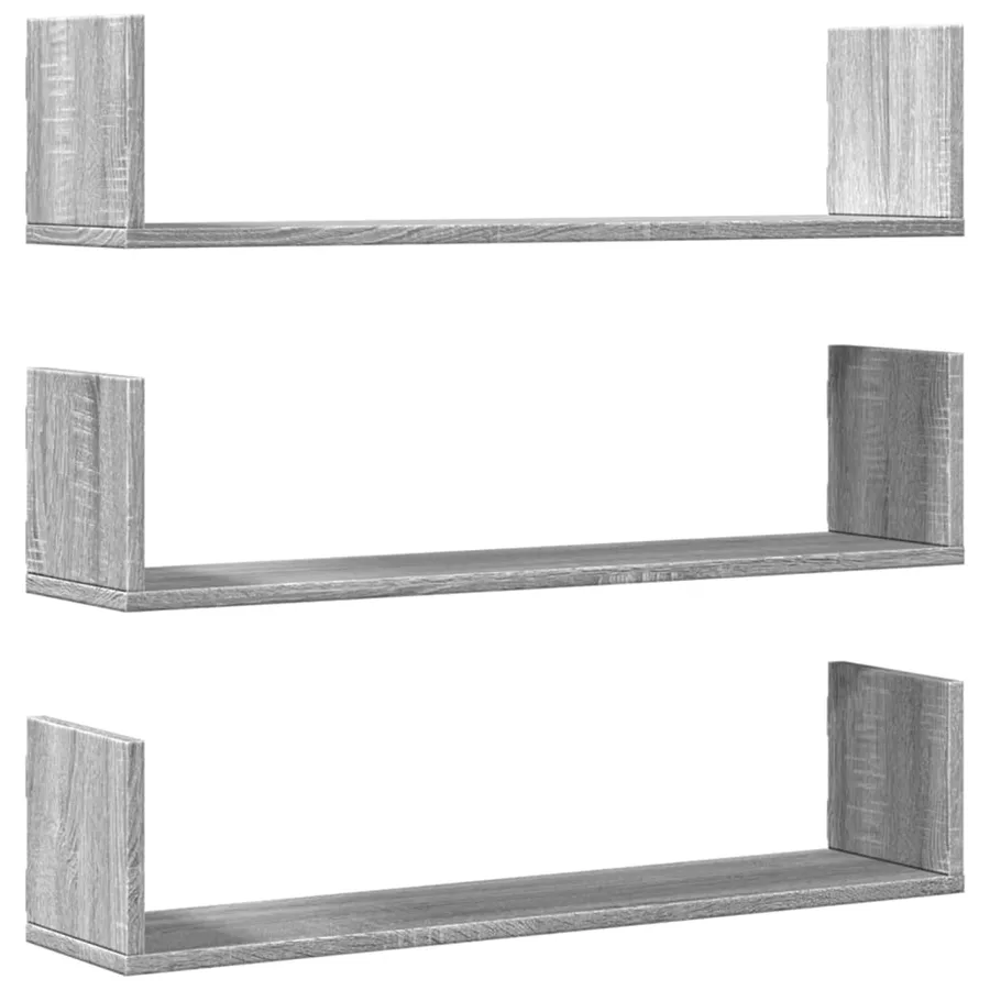 Étagères murales 3 pcs sonoma gris 80x18x18 cm bois ingénierie - 2