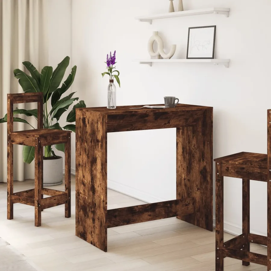 Table de bar chêne fumé 102x50x103,5 cm bois d'ingénierie - 3
