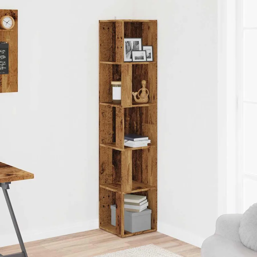 Armoire d'angle vieux bois 33x33x165 cm bois d'ingénierie - 3