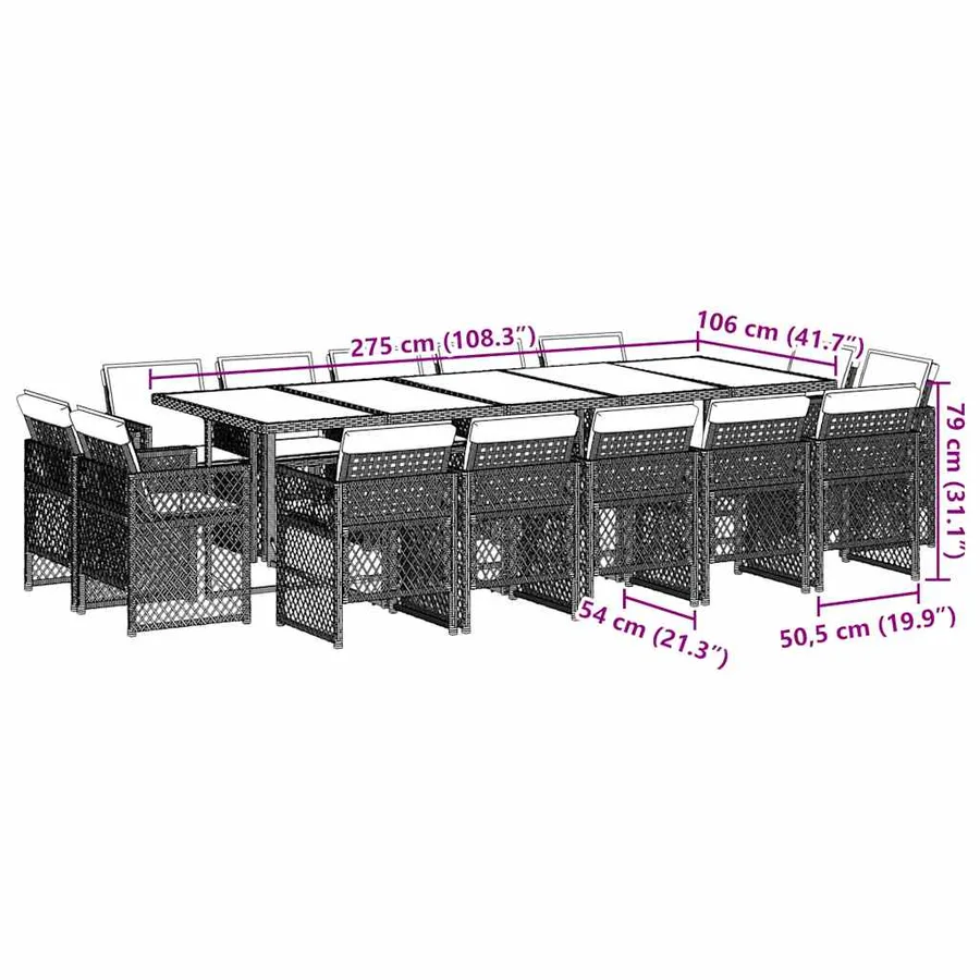 Ensemble à manger de jardin et coussins 15 pcs mélange beige - 8