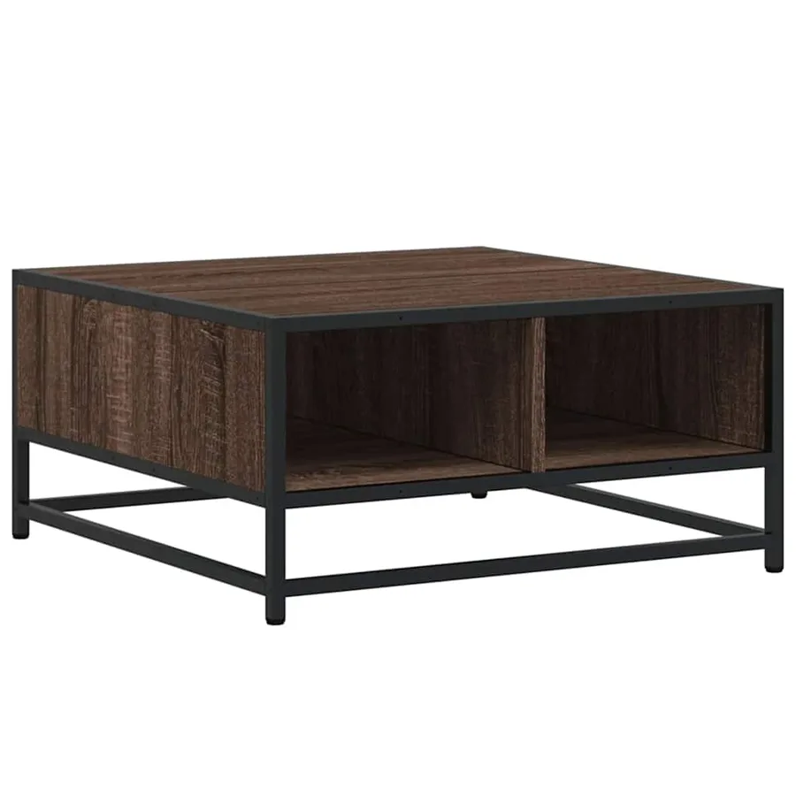 Table basse chêne marron 60,5x60,5x30cm bois d'ingénierie/métal - 7