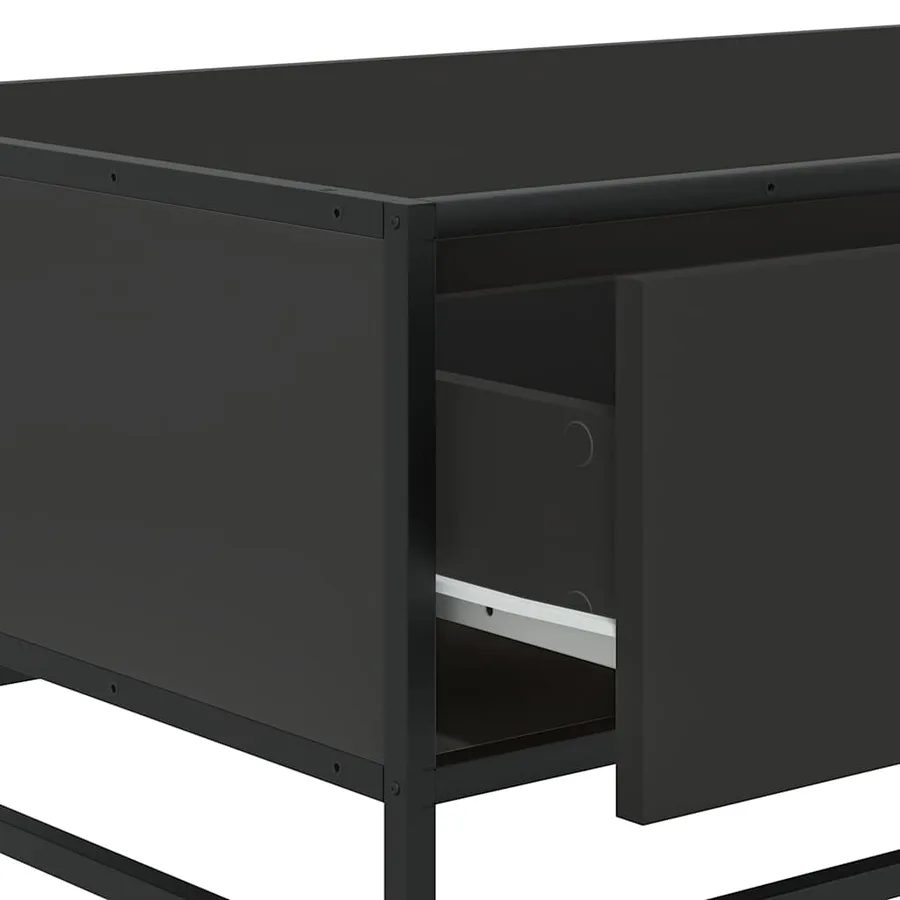 Table basse noir 90x57x35 cm bois d'ingénierie et métal - 10