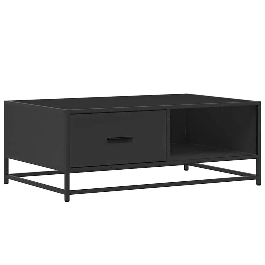 Table basse noir 90x57x35 cm bois d'ingénierie et métal - 2