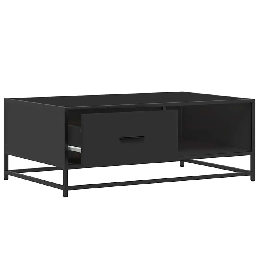 Table basse noir 90x57x35 cm bois d'ingénierie et métal - 8