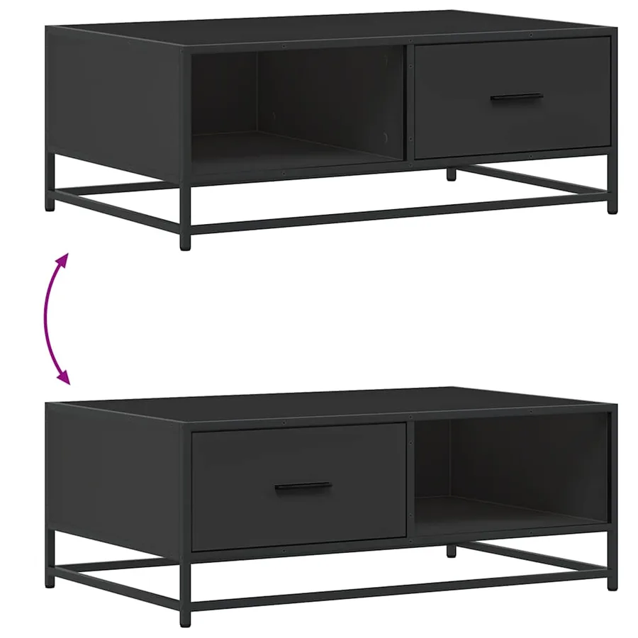 Table basse noir 90x57x35 cm bois d'ingénierie et métal - 9