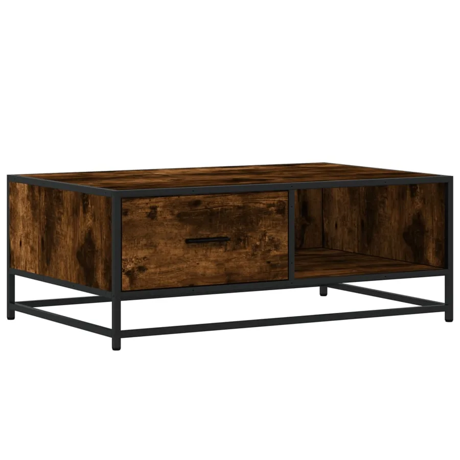 Table basse chêne fumé 90x57x35 cm bois d'ingénierie et métal - 2