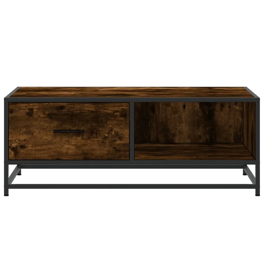 Table basse chêne fumé 90x57x35 cm bois d'ingénierie et métal - 5