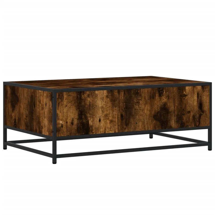 Table basse chêne fumé 90x57x35 cm bois d'ingénierie et métal - 7