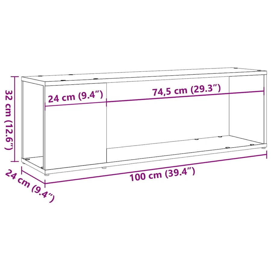 Meuble TV chêne artisanal 100x24x32 cm bois d'ingénierie - 9
