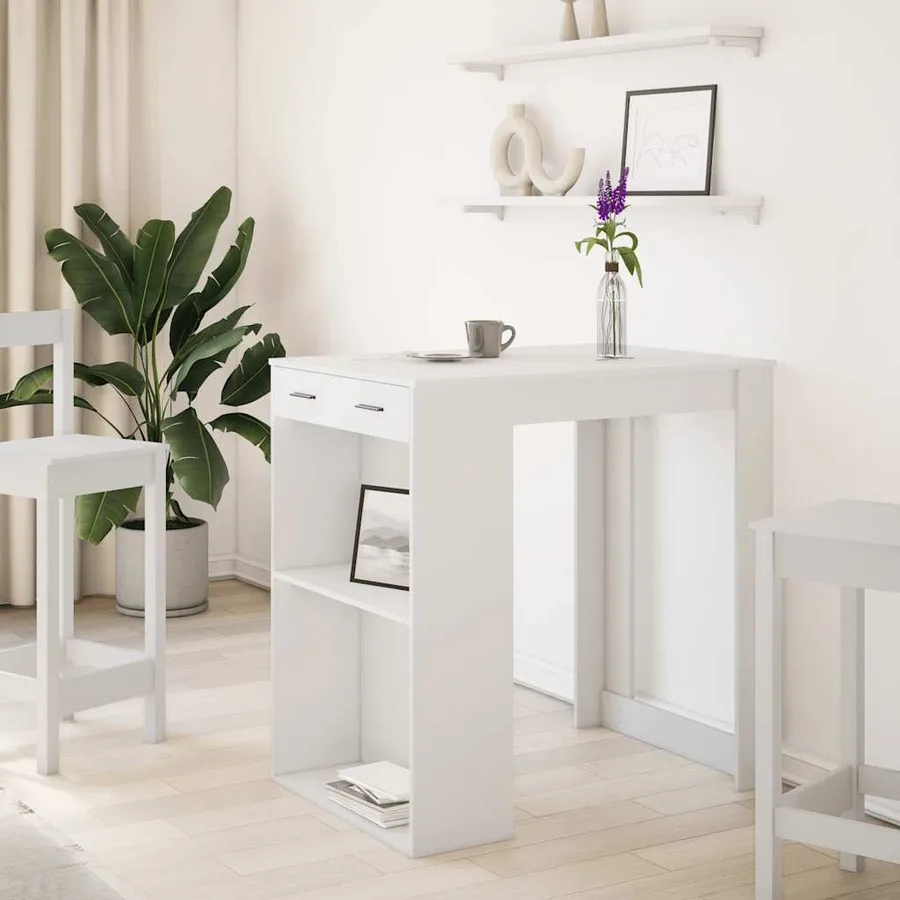 Table de bar blanc 102x70x103,5 cm bois d'ingénierie - 3