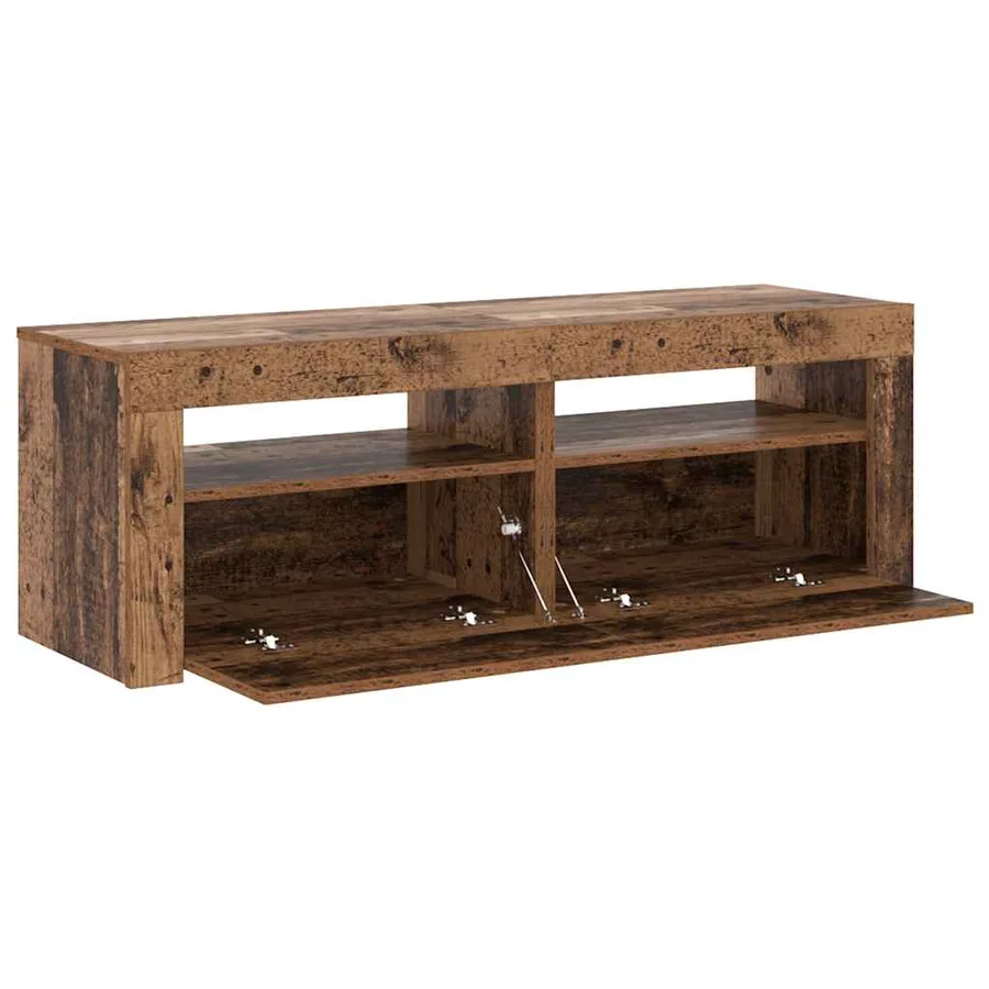 Meuble TV avec lumières LED vieux bois bois d'ingénierie - 10