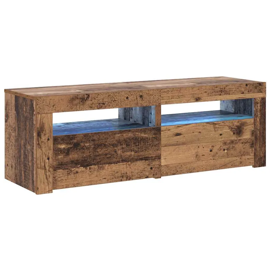Meuble TV avec lumières LED vieux bois bois d'ingénierie - 2