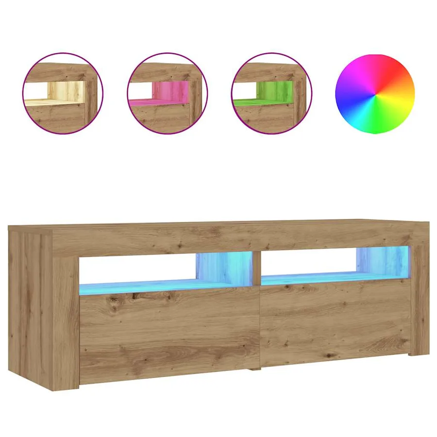 Tables de chevet 2 pcs avec LED chêne artisanal 60x35x40 cm - 2