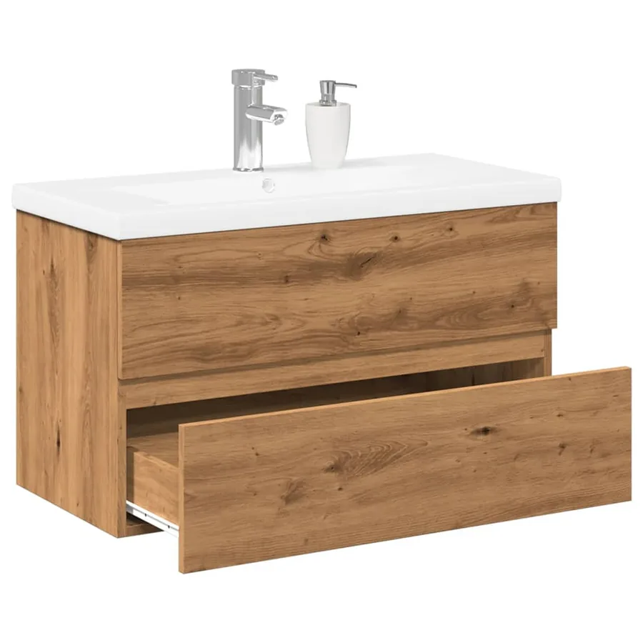 Armoire lavabo avec bassin intégré chêne artisanal