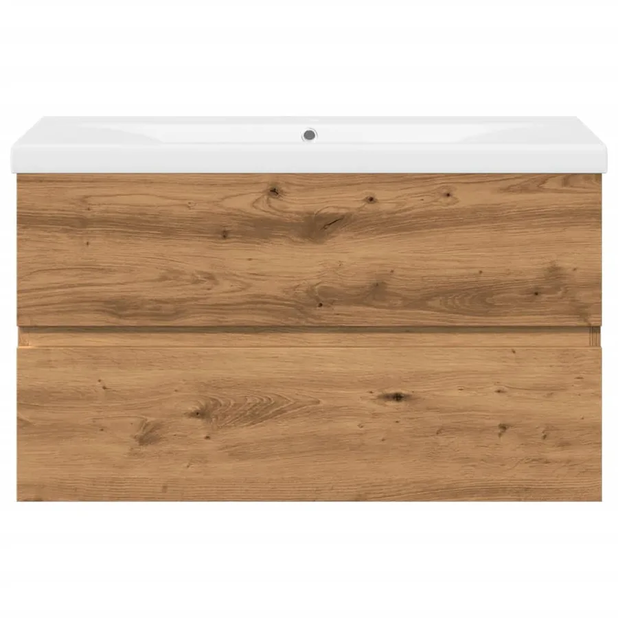 Armoire lavabo avec bassin intégré chêne artisanal - 5