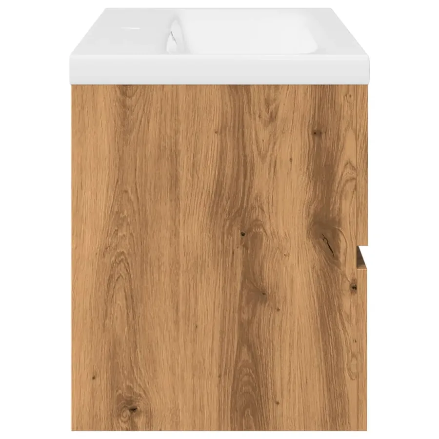 Armoire lavabo avec bassin intégré chêne artisanal - 7