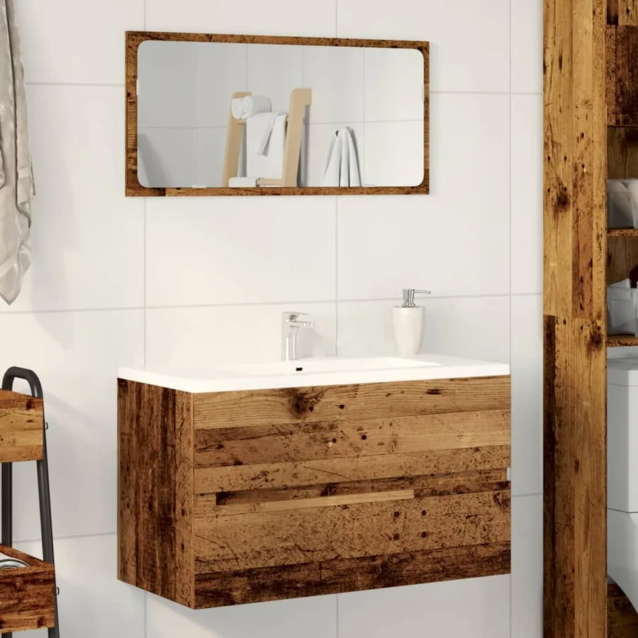 Armoire d'évier vieux bois 90x38,5x45 cm bois d'ingénierie - 3