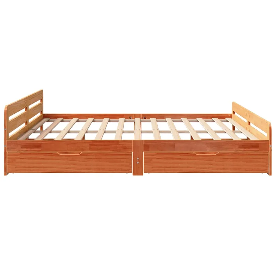 Cadre de lit sans matelas cire marron 180x200cm bois pin massif - 7