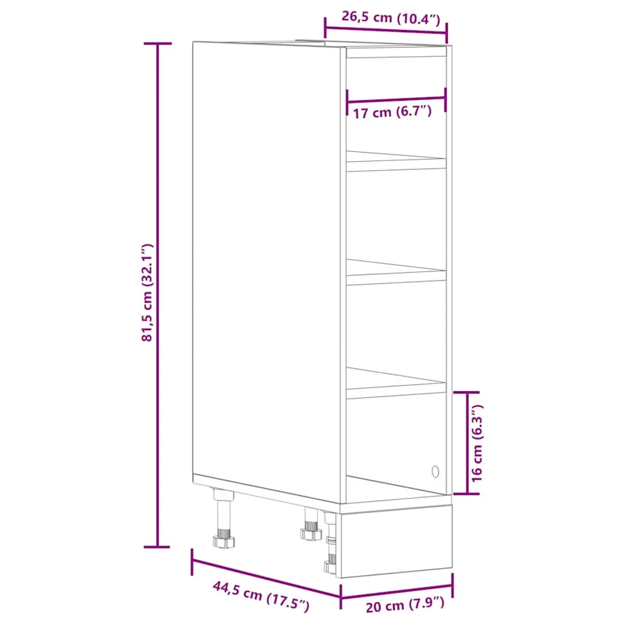 Meuble bas "Riga" Chêne fumé 20 x 44,5 x 81,5 cm Bois d'ingénierie - 9