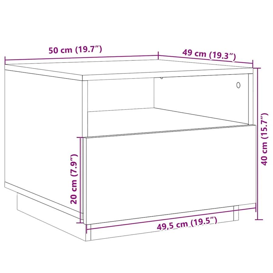Table basse avec lumières LED vieux bois 50x49x40 cm - 15