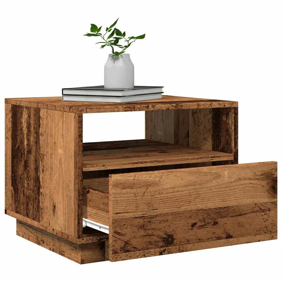 Table basse avec lumières LED vieux bois 50x49x40 cm - 6