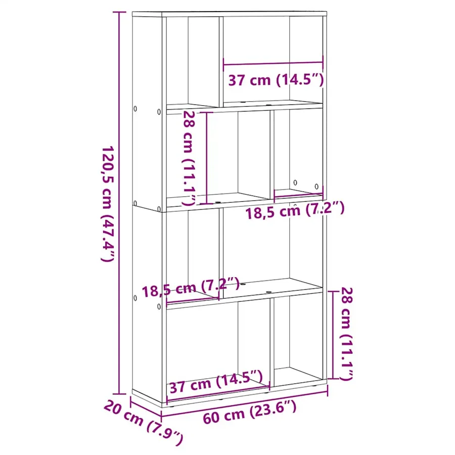 Bibliothèque chêne artisanal 60x20x120,5 cm bois d'ingénierie - 11