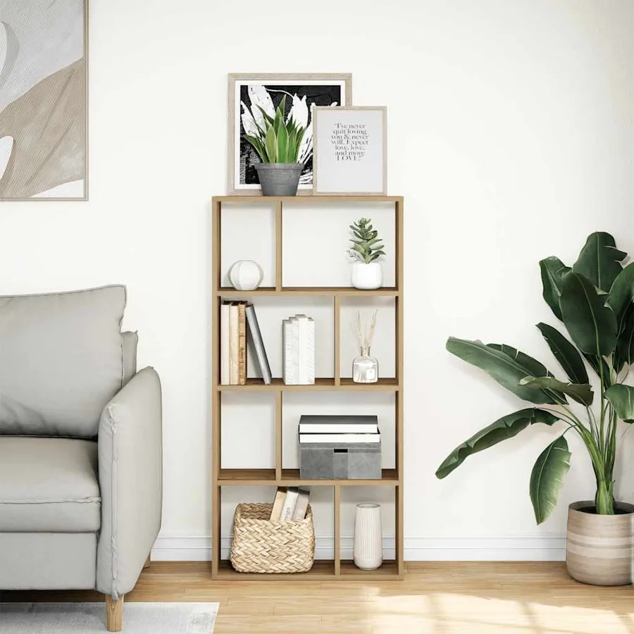 Bibliothèque chêne artisanal 60x20x120,5 cm bois d'ingénierie - 4