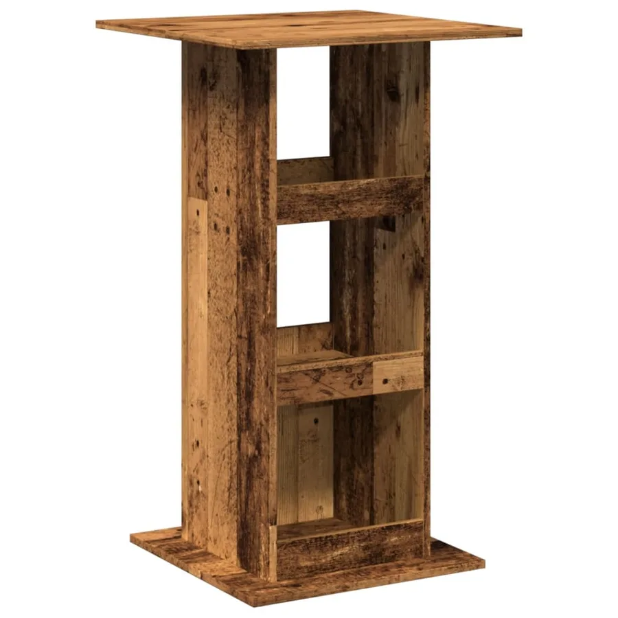 Table de bar avec rangement vieux bois bois d’ingénierie - 2