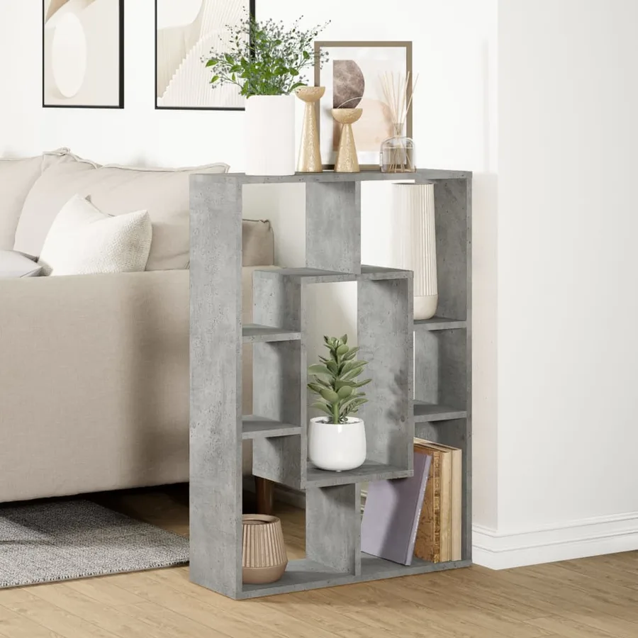 Bibliothèque gris béton 63x20x90 cm bois d'ingénierie - 4